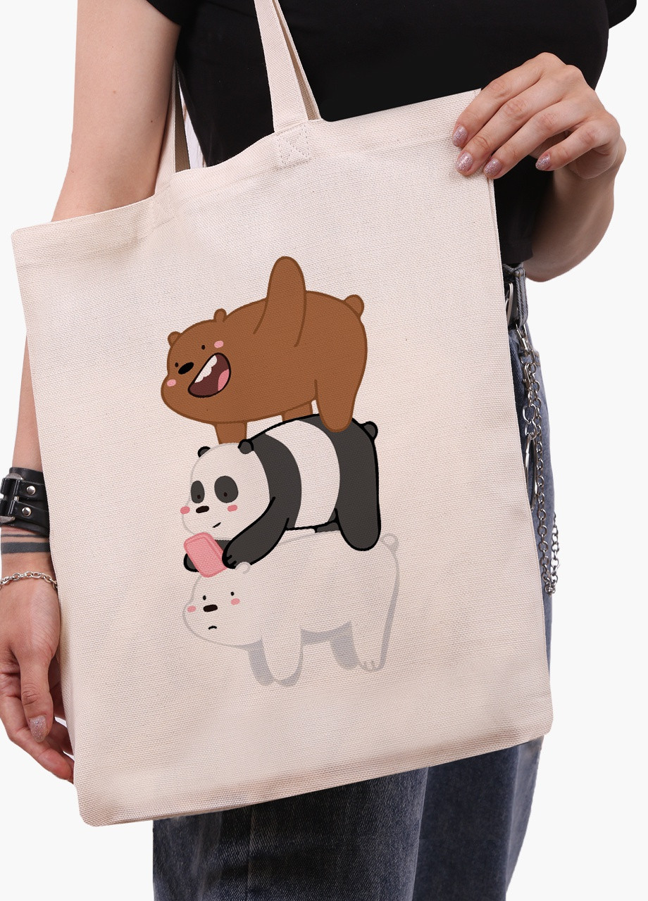 Еко сумка шоппер біла Вся правда про ведмедів (We Bare Bears) (9227-2643-WT-1) екосумка шопер 41*35 см MobiPrint (216642112)