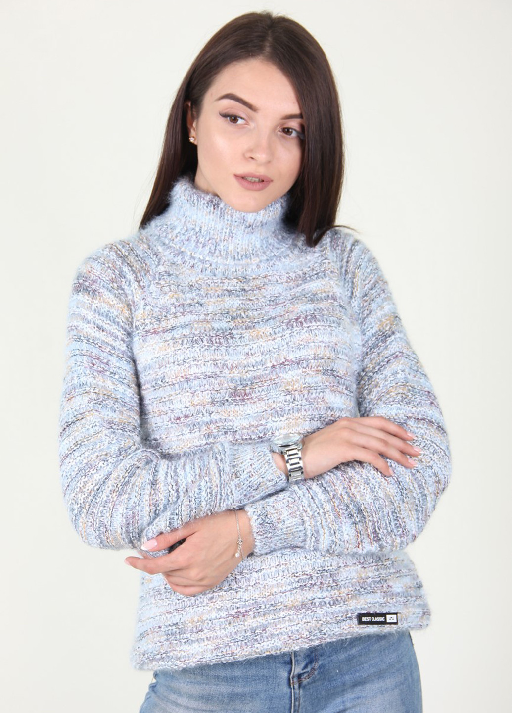 Голубой демисезонный свитер Ladies Fasfion