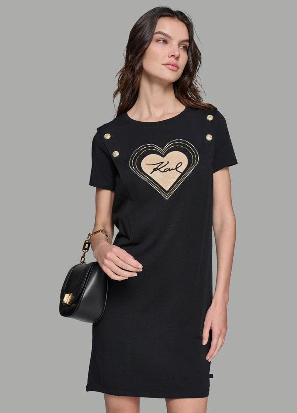 Черное кэжуал платье платье-футболка Karl Lagerfeld с логотипом