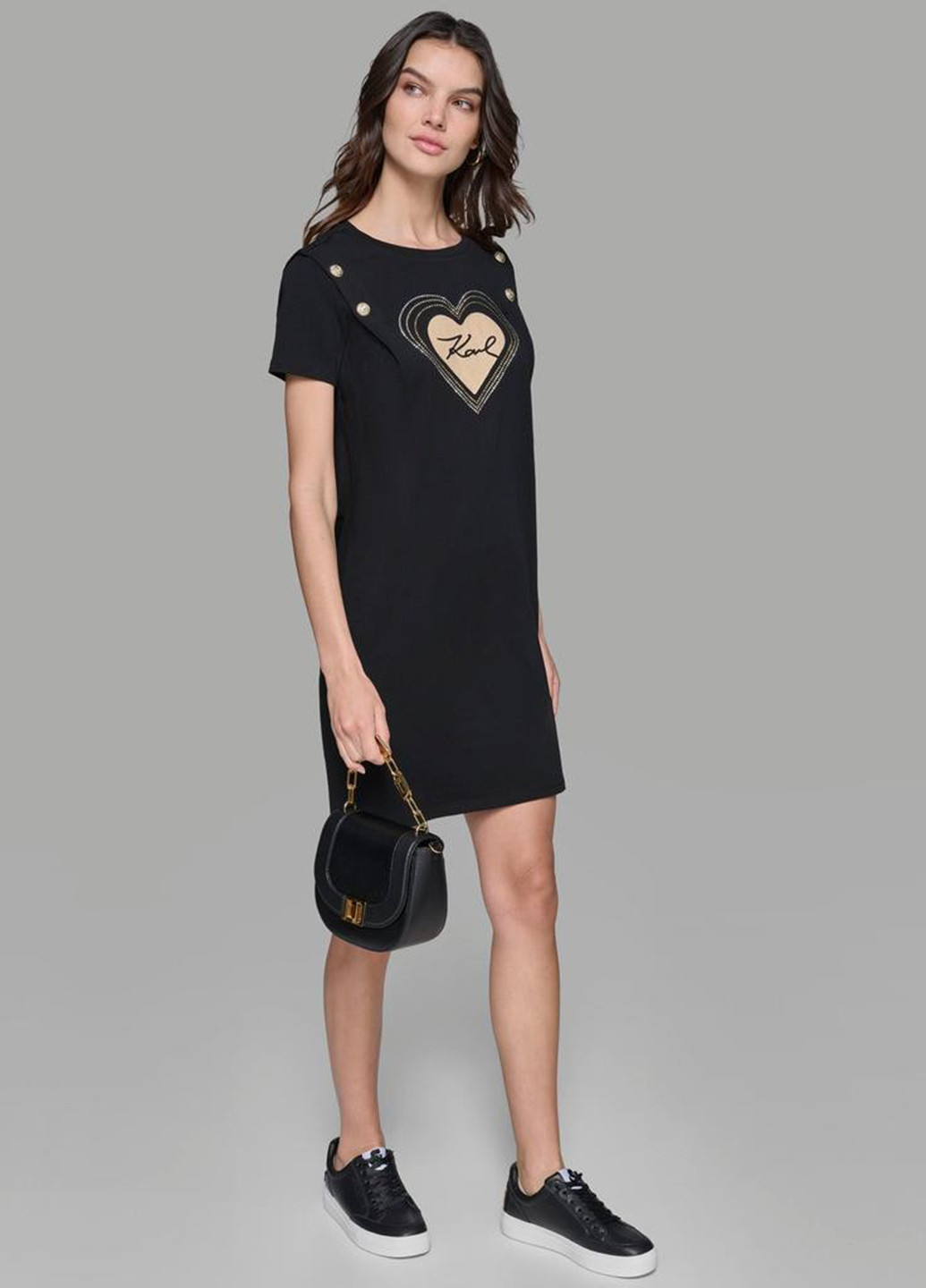 Черное кэжуал платье платье-футболка Karl Lagerfeld с логотипом
