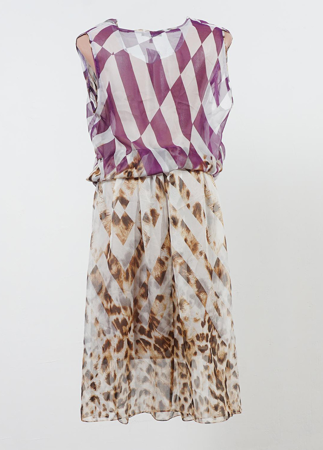 Фиолетовое кэжуал платье Bellezza с абстрактным узором