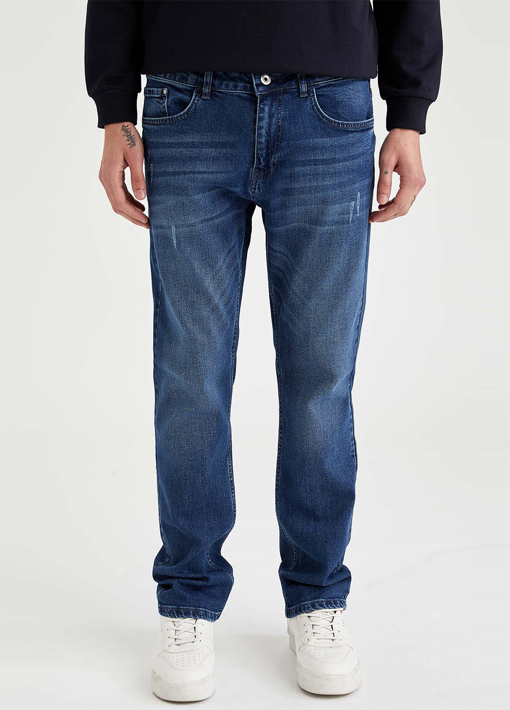 Синие демисезонные прямые джинсы DeFacto