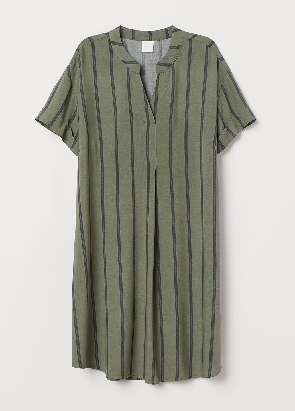 Оливковое (хаки) кэжуал платье H&M в полоску