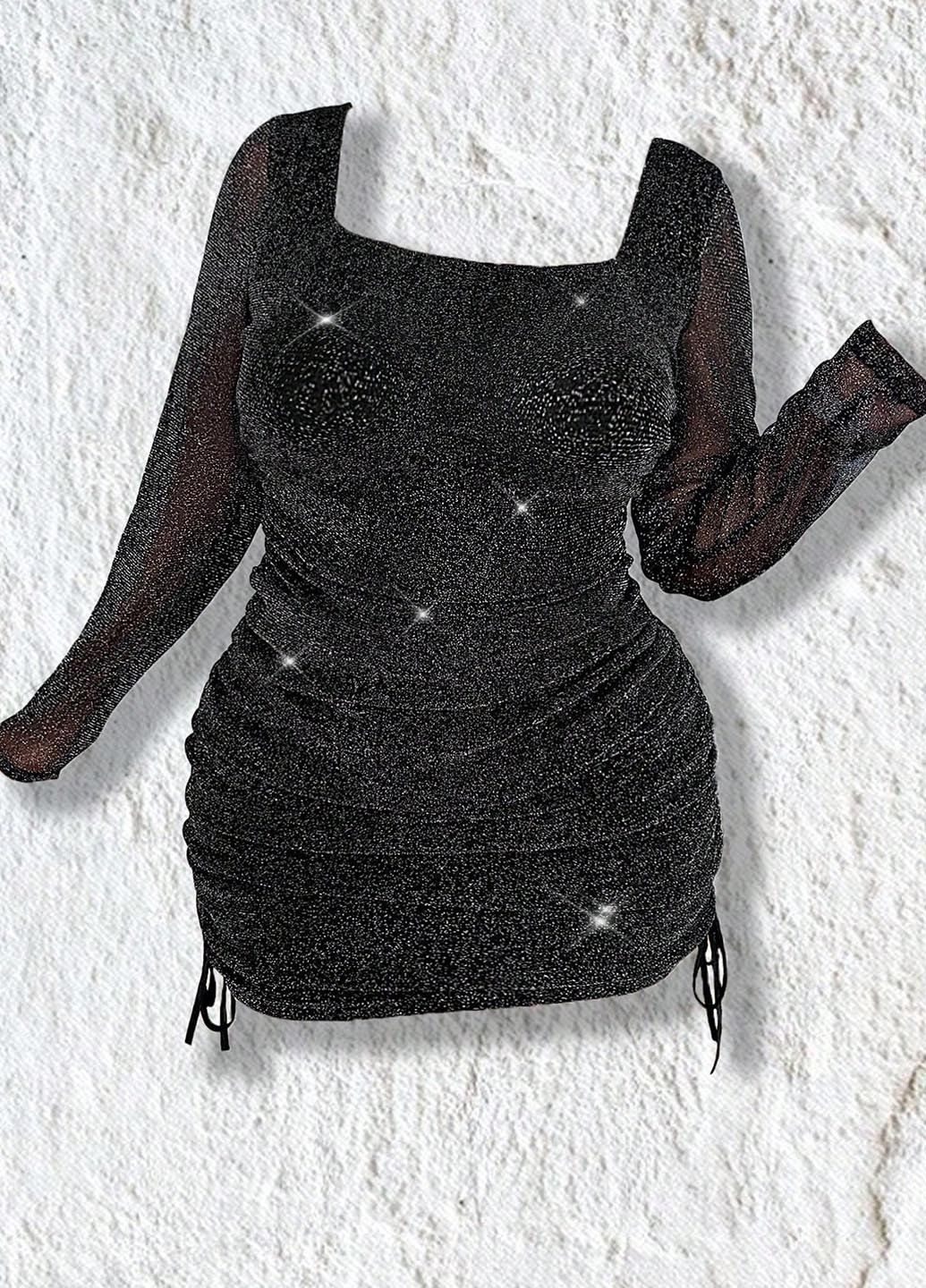 Чорна святковий сукня силуетна SHEIN однотонна