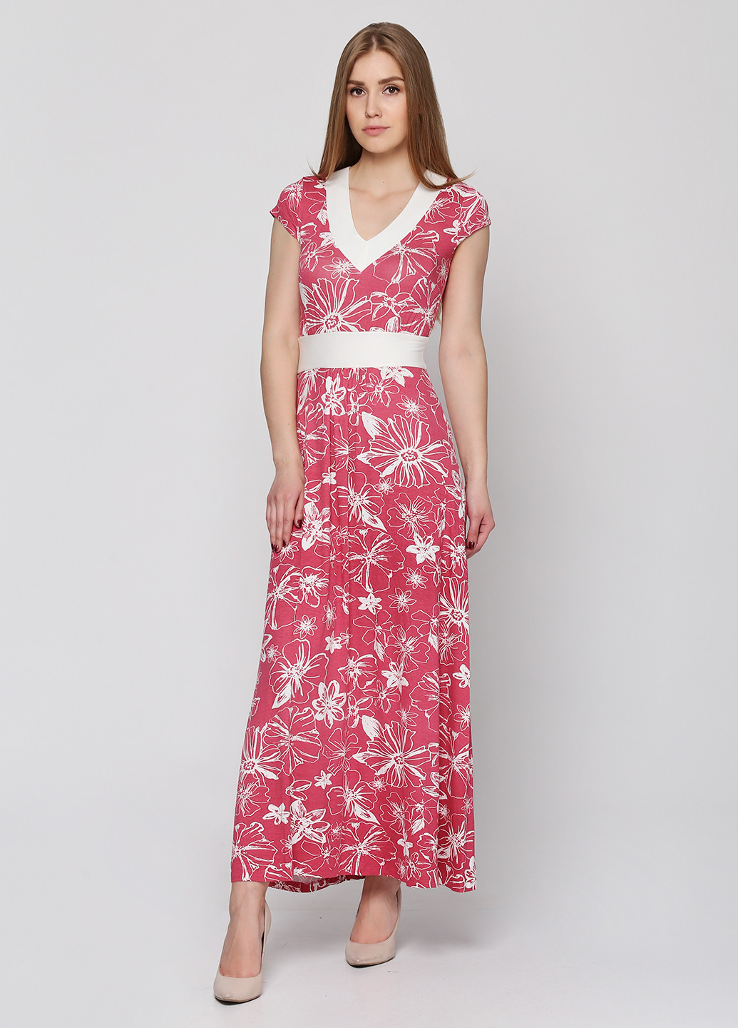 Розовое кэжуал платье Cliff с цветочным принтом