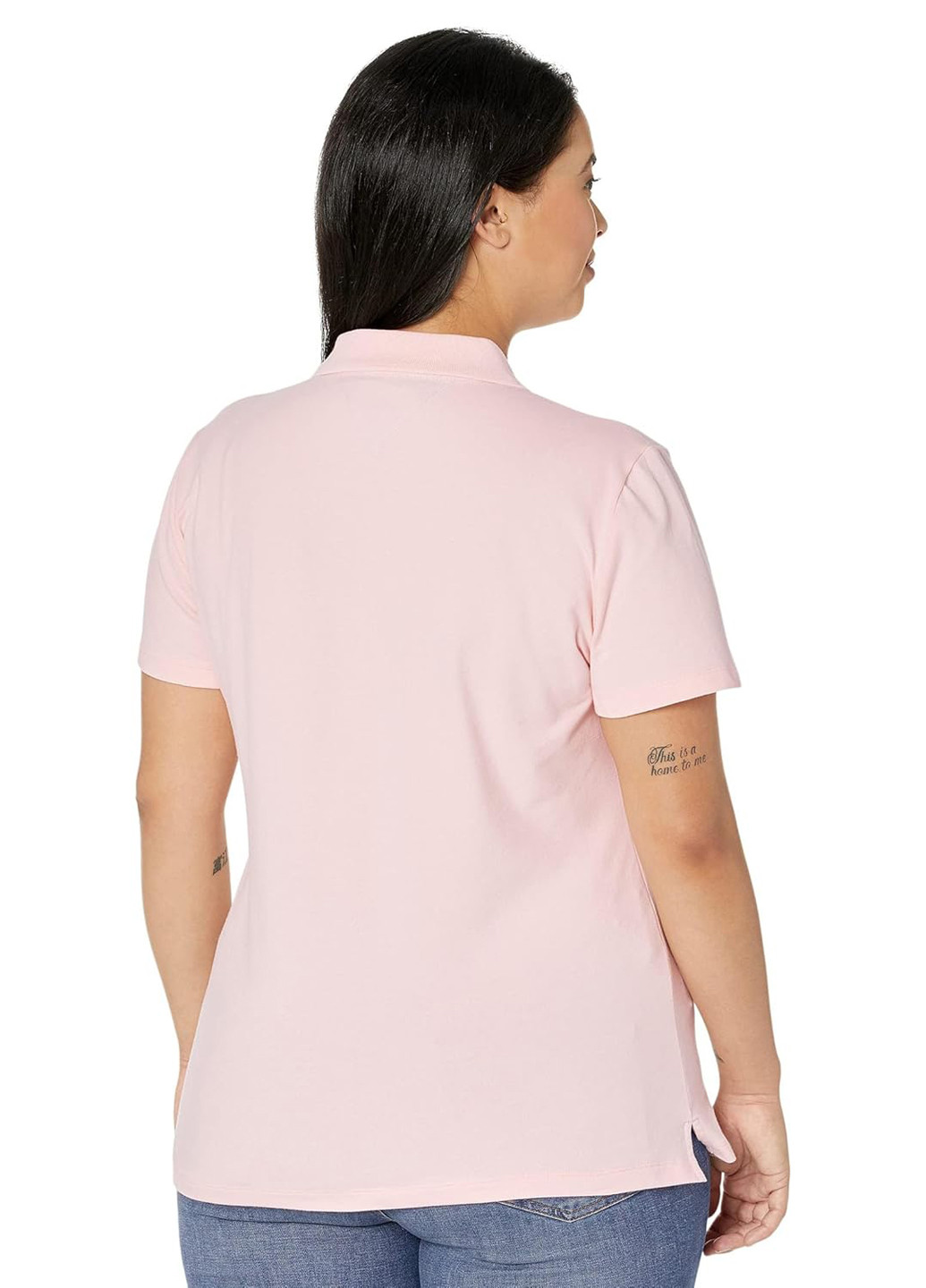 Розовая женская футболка-поло Tommy Hilfiger однотонная