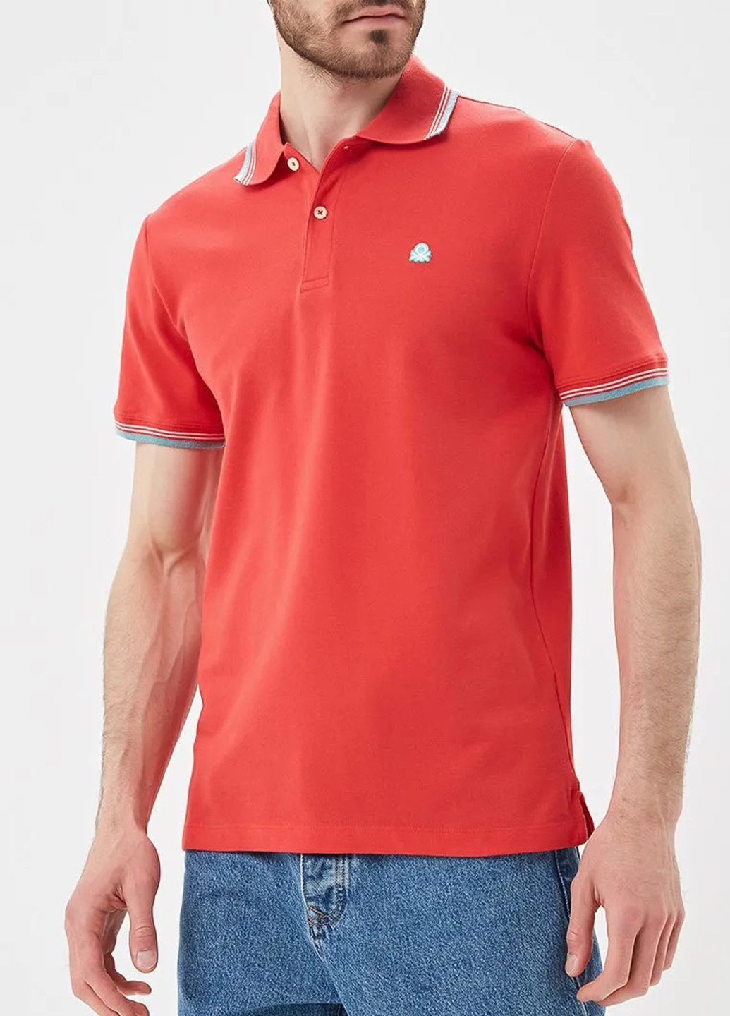 Красная футболка-поло для мужчин United Colors of Benetton однотонная