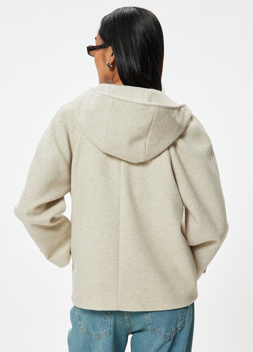 Светло-бежевое Кэжуал полупальто однобортное KOTON меланж