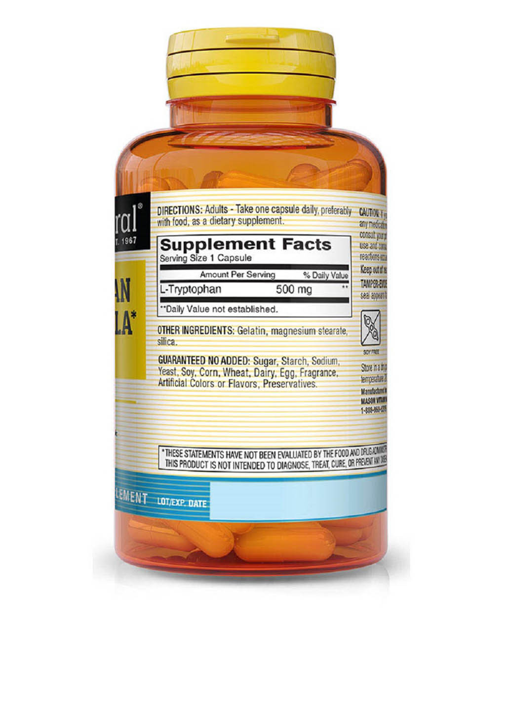 L-триптофан 500 мг формула для сна, 60 (таб.) Mason Natural (251206534)