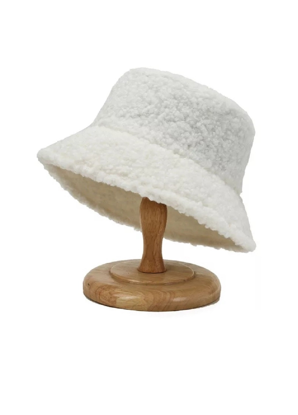 Женская меховая зимняя шапка панама теплая плюшевая пушистая Тедди барашек каракуль Белый NoName панама (250515513)