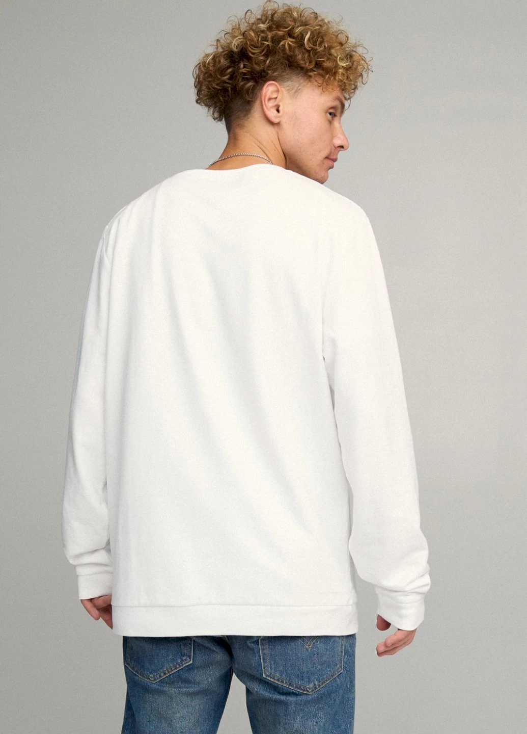 Білий світшот чоловічий oversize /no flis/ YAPPI малюнок (251791344)