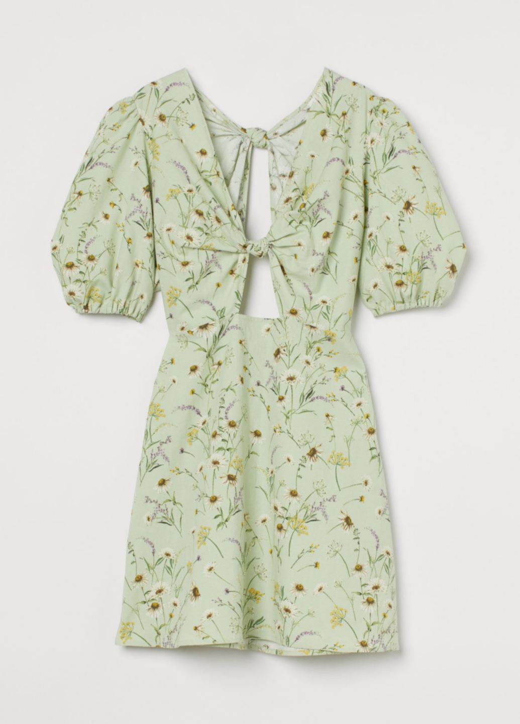 Салатовое кэжуал платье H&M с цветочным принтом