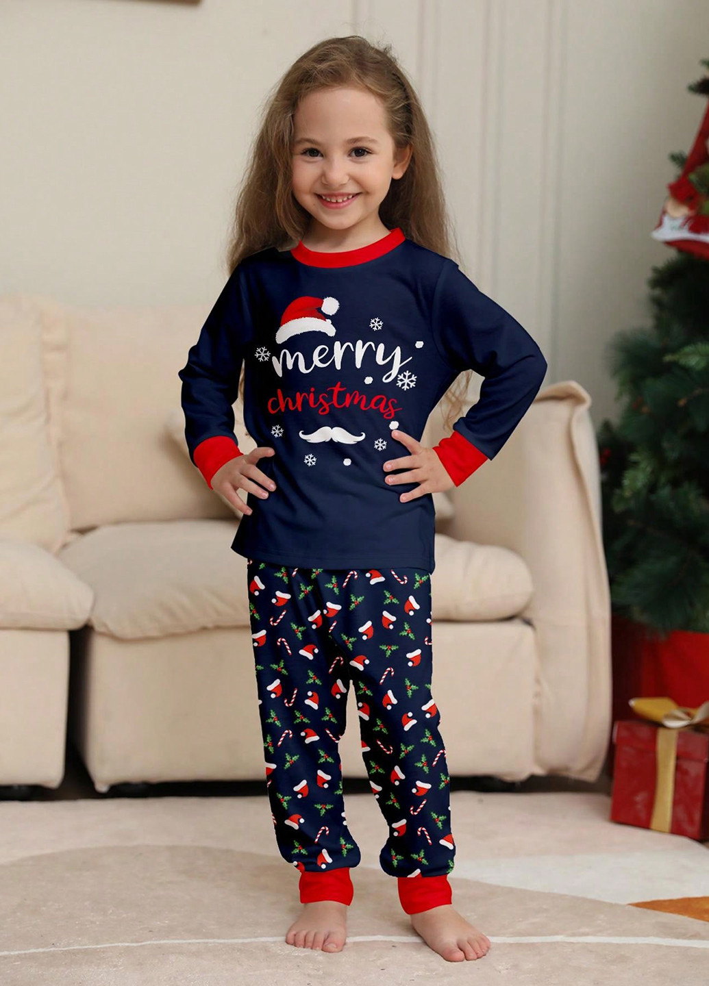 Темно-синяя всесезон пижама (лонгслив, брюки) лонгслив + брюки SHEIN