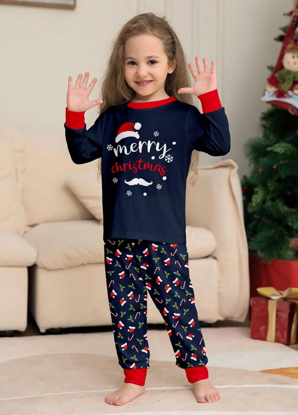 Темно-синяя всесезон пижама (лонгслив, брюки) лонгслив + брюки SHEIN