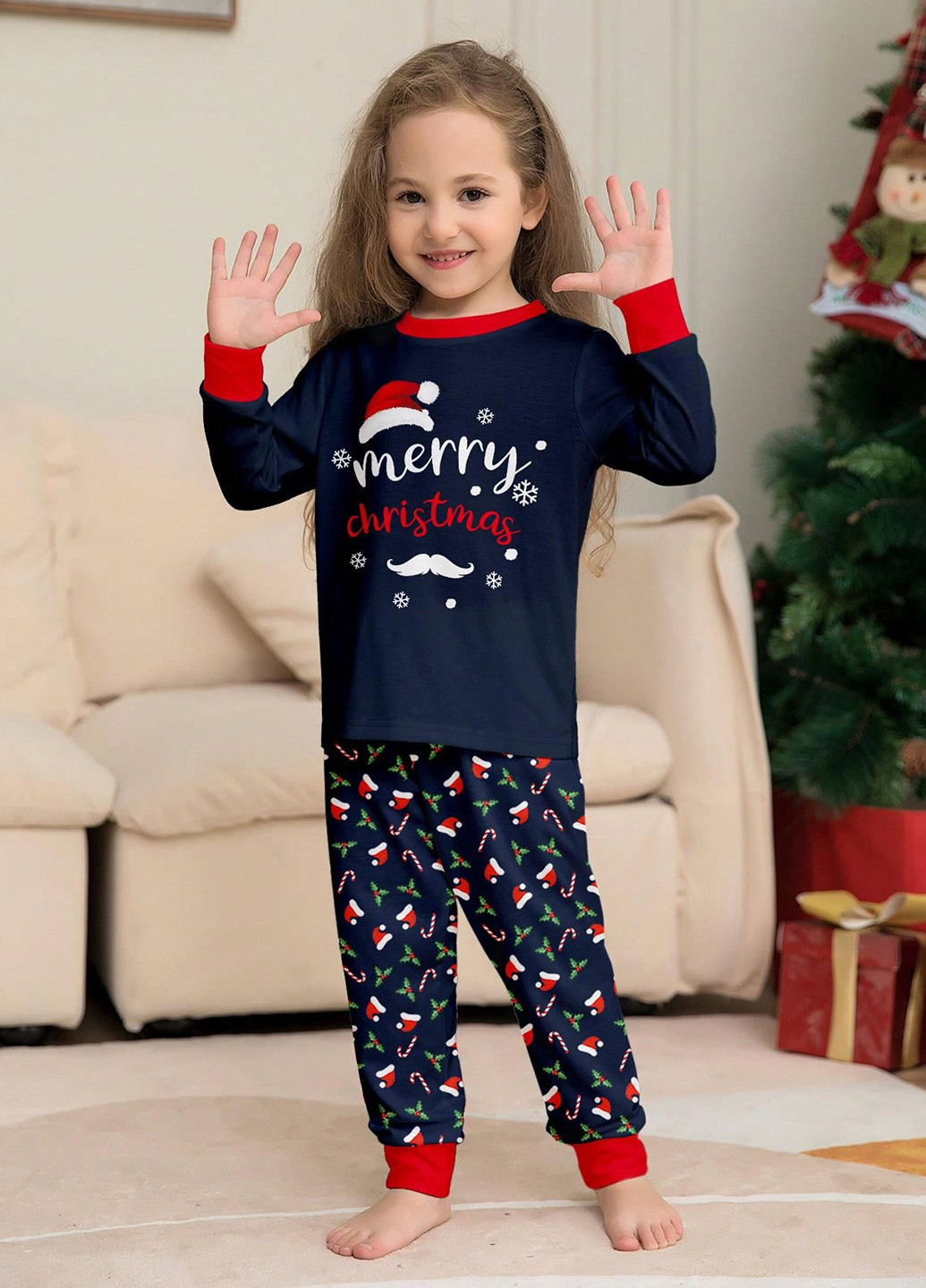 Темно-синяя всесезон пижама (лонгслив, брюки) лонгслив + брюки SHEIN