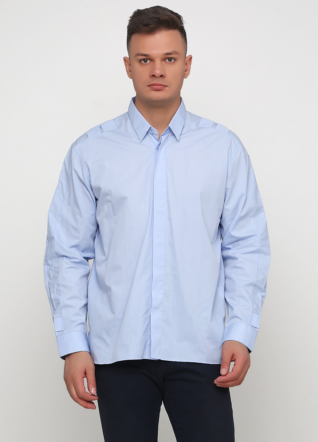 Голубой кэжуал рубашка однотонная ANDRE TAN MAN с длинным рукавом