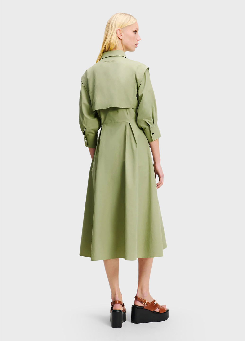 Оливковое кэжуал платье рубашка Karl Lagerfeld однотонное