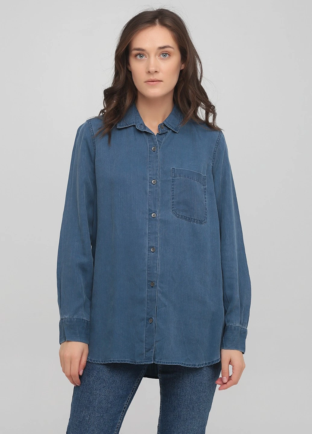 Синяя кэжуал рубашка однотонная Old Navy