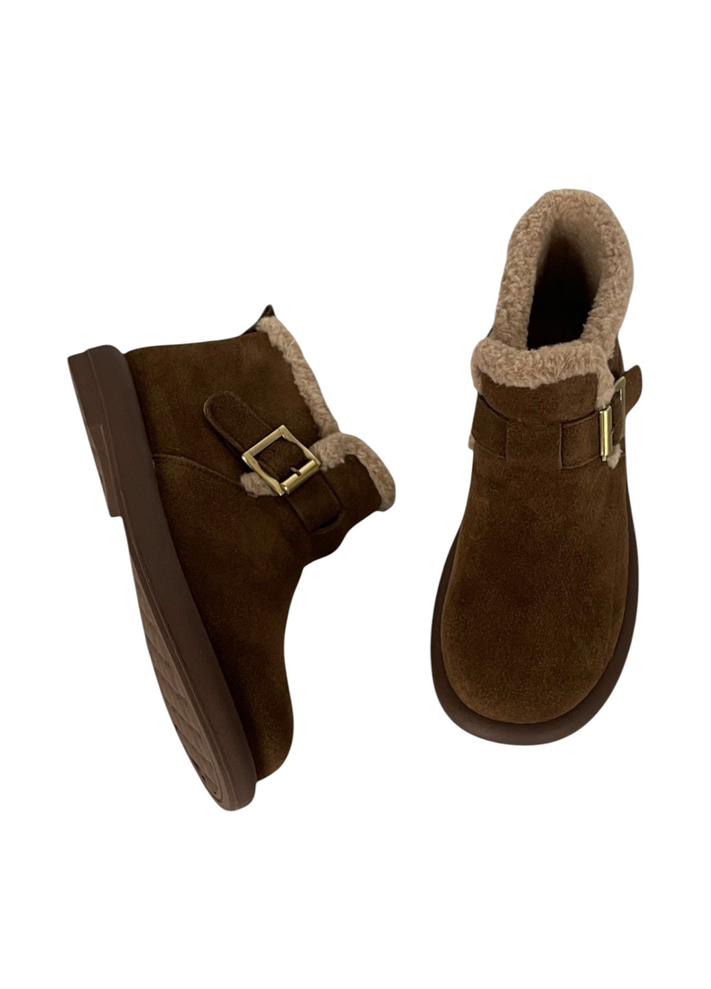 Зимние ботинки ALLSY с мехом, с пряжкой из натуральной замши