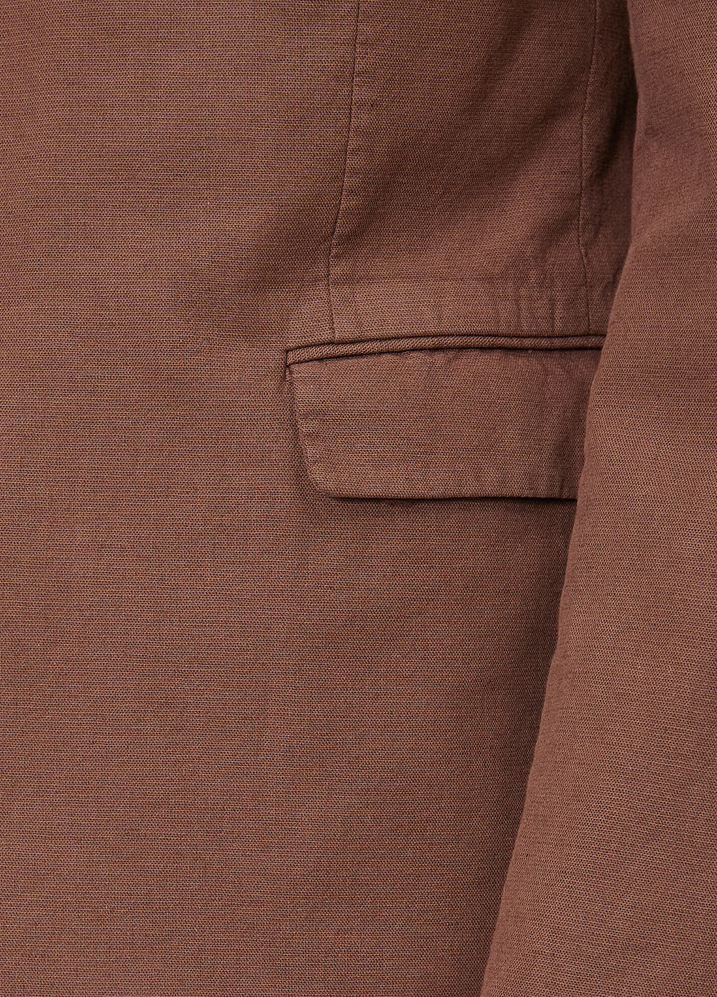 Пиджак KOTON однобортный однотонный коричневый кэжуал лен, хлопок