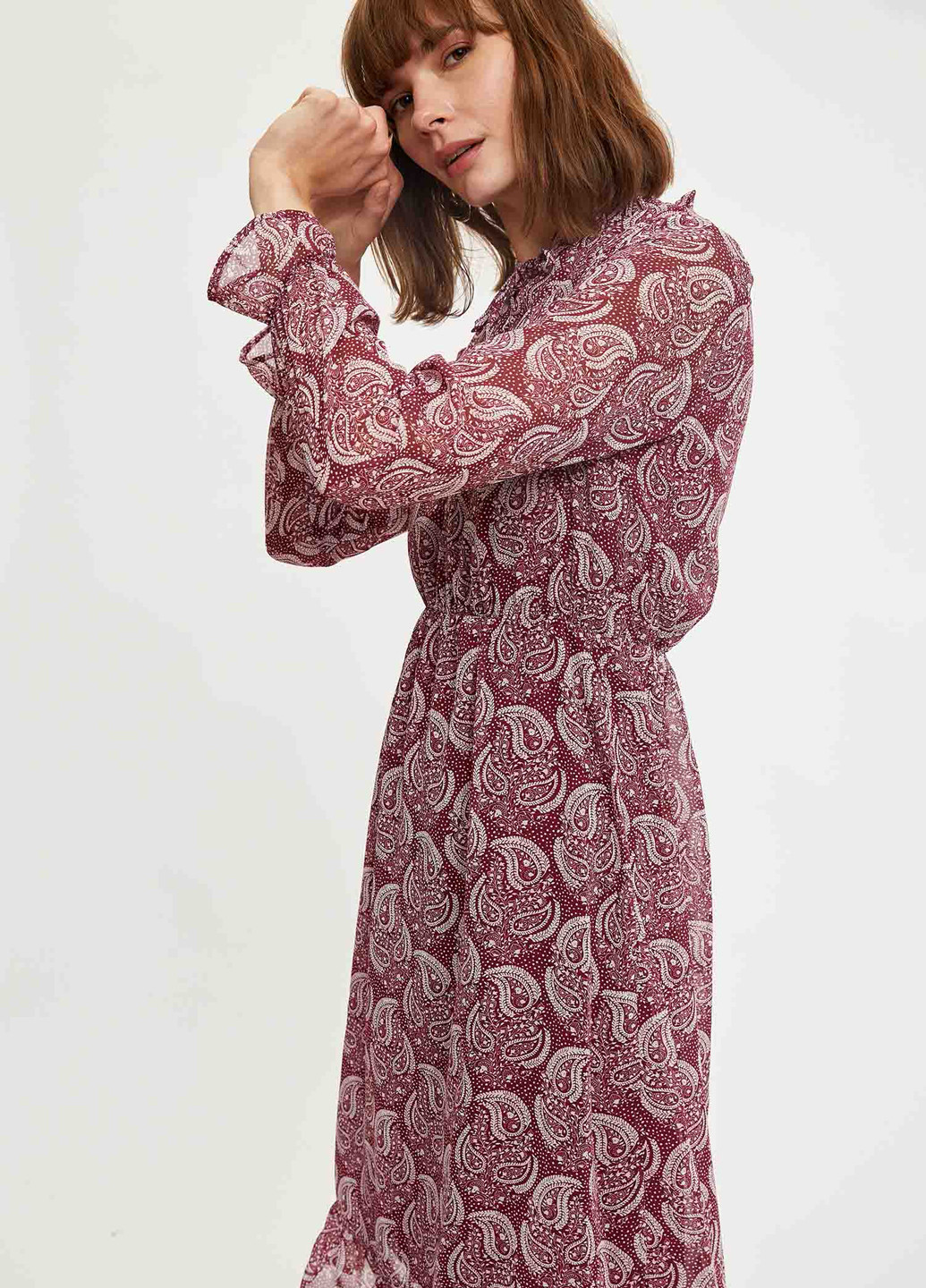 Бордовое кэжуал платье DeFacto