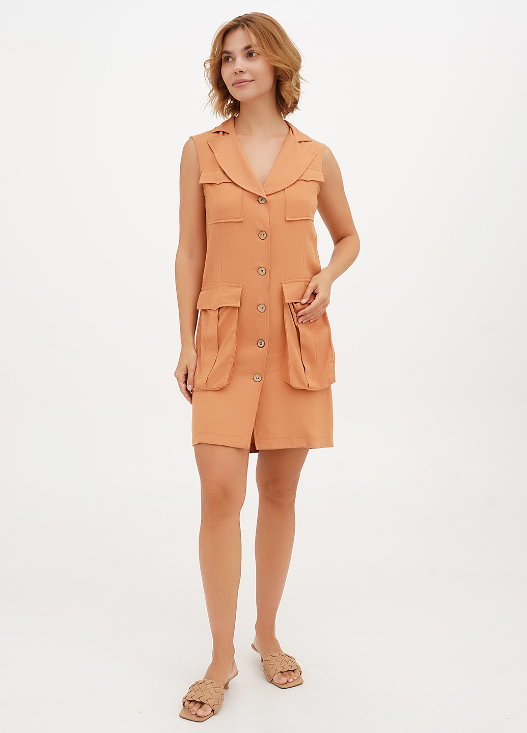 Охра кэжуал платье рубашка Vicolo однотонное