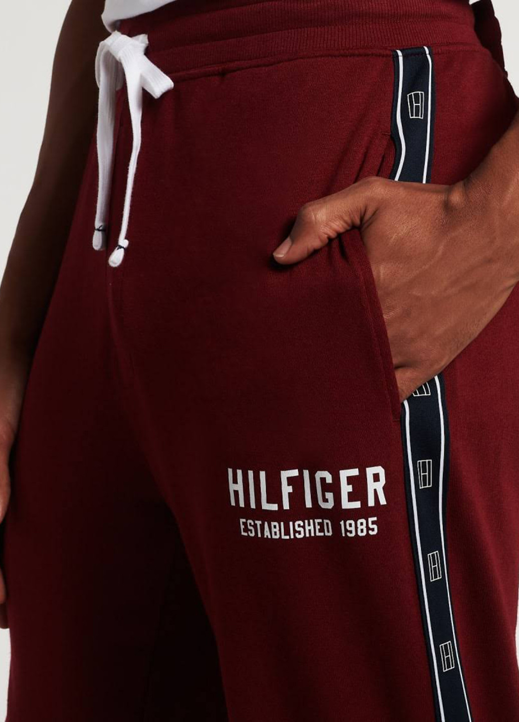 Костюм (худі, брюки) Tommy Hilfiger логотип бордовий кежуал бавовна, трикотаж