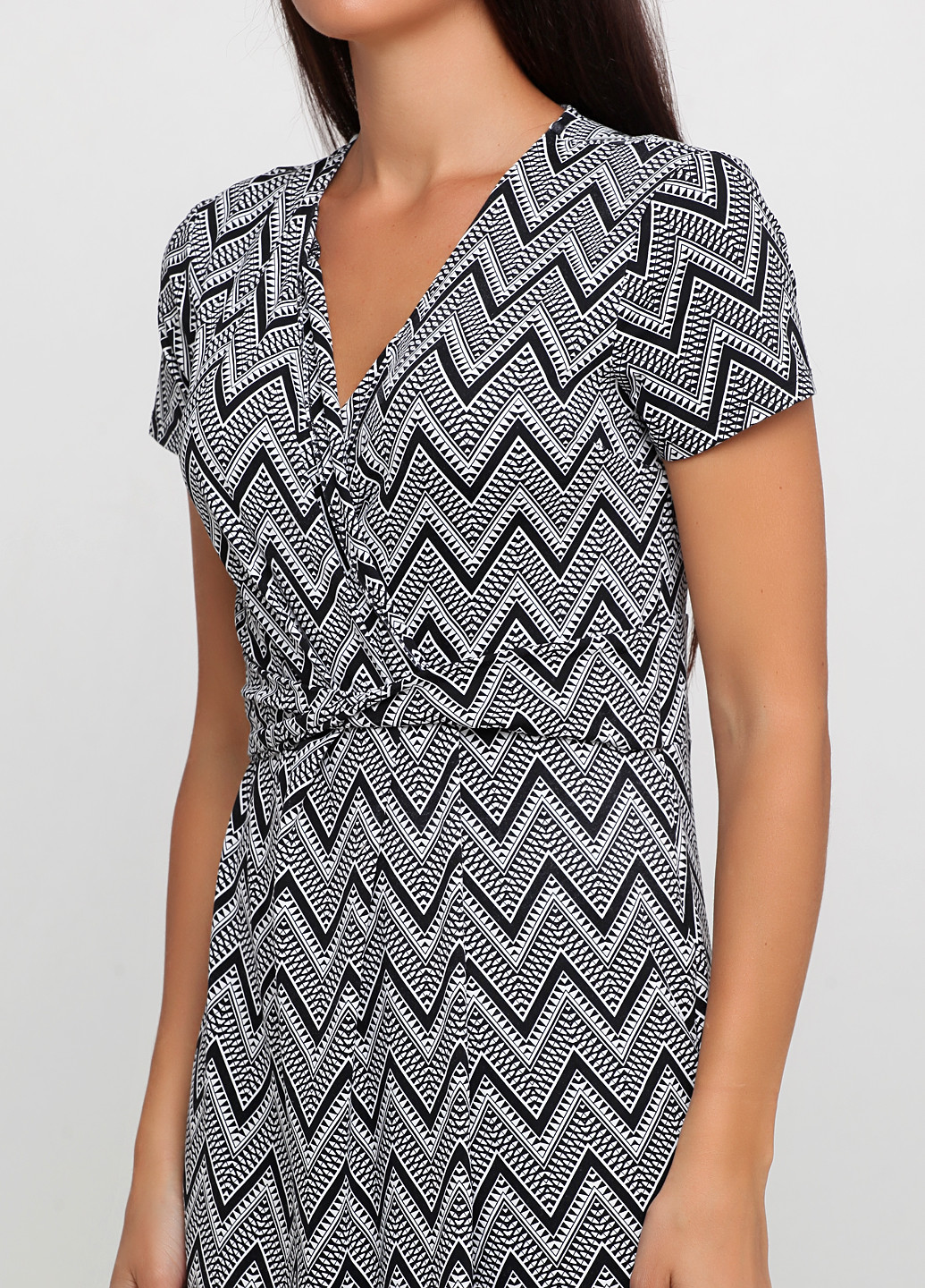 Черно-белое кэжуал платье Talbots с геометрическим узором