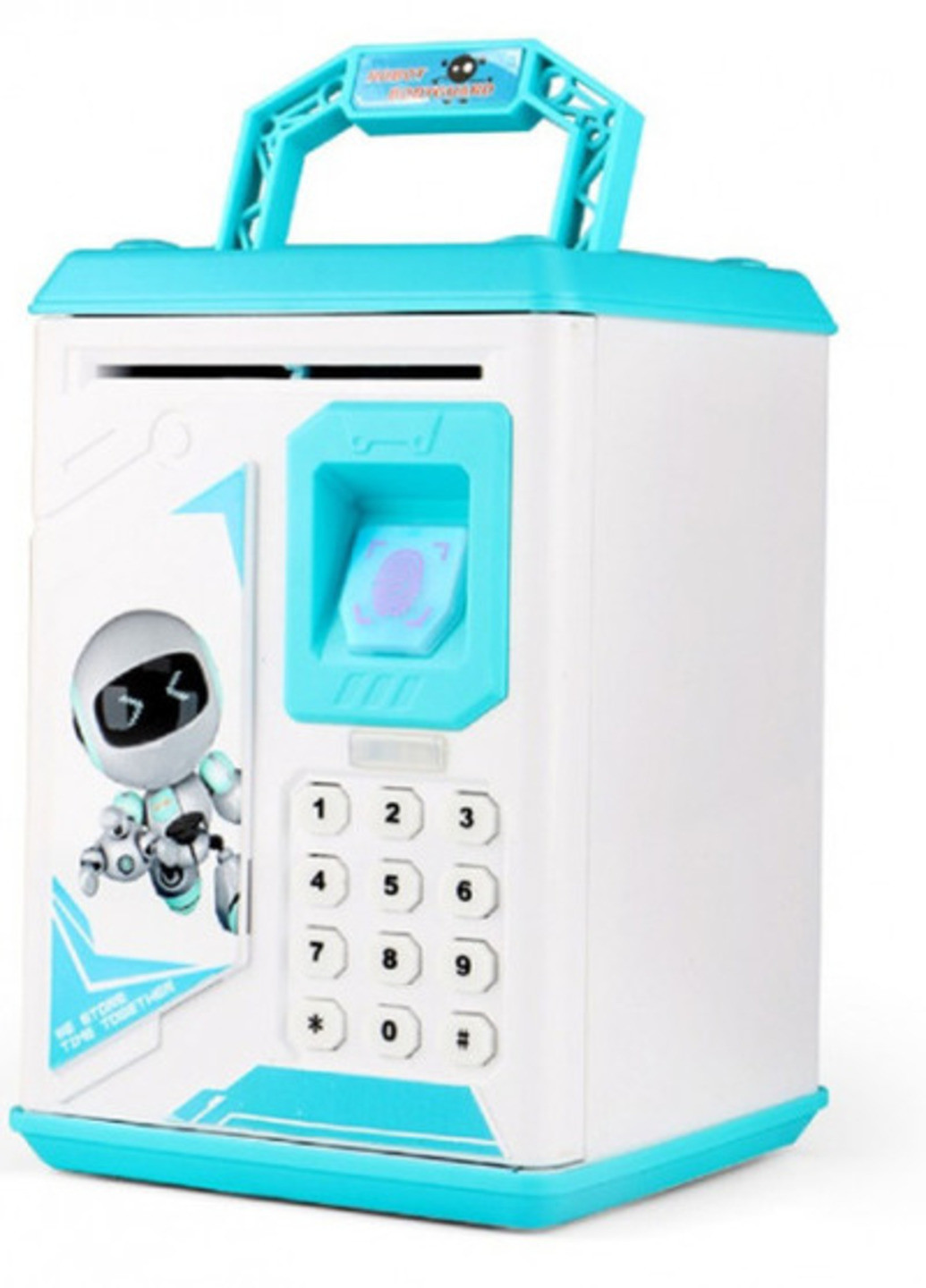 Копилка сейф с отпечатком пальца и кодовым замком с купюроприемником Синий Art (253773008)