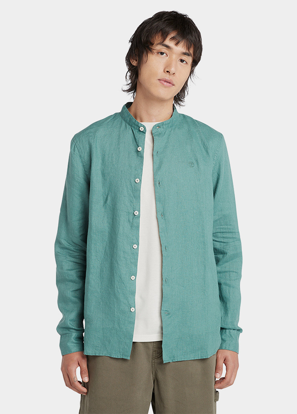 Светло-бирюзовая кэжуал рубашка однотонная Timberland