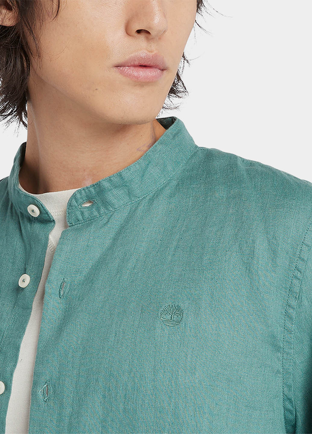 Светло-бирюзовая кэжуал рубашка однотонная Timberland