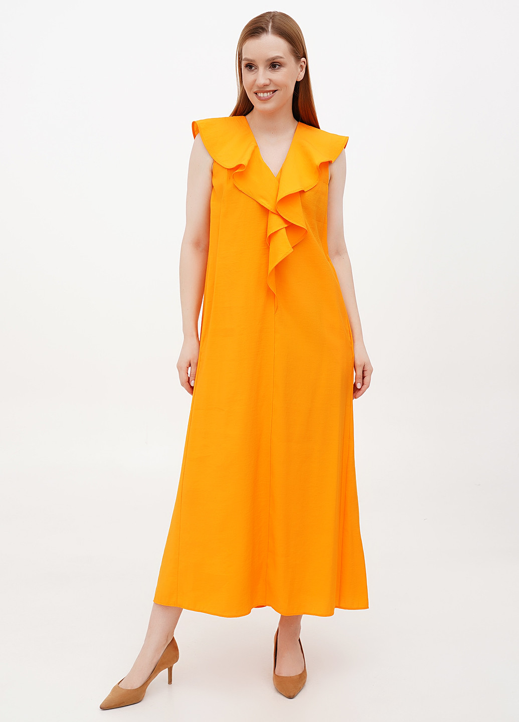 Желтое кэжуал платье а-силуэт Cos однотонное