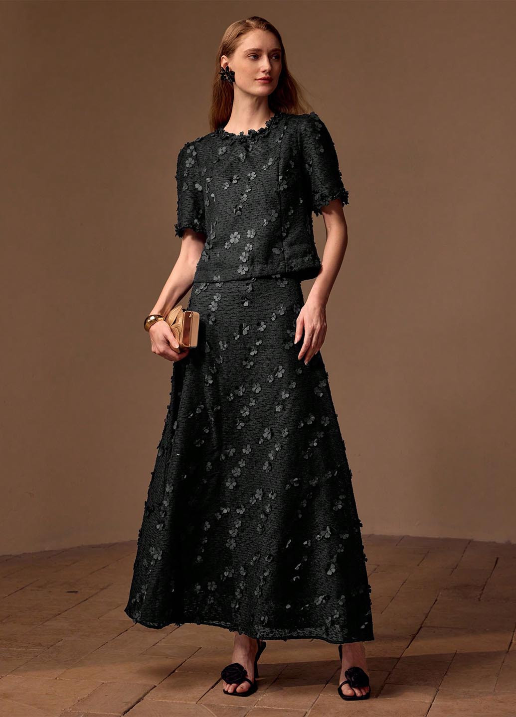 Черная кэжуал однотонная юбка SHEIN а-силуэта (трапеция)