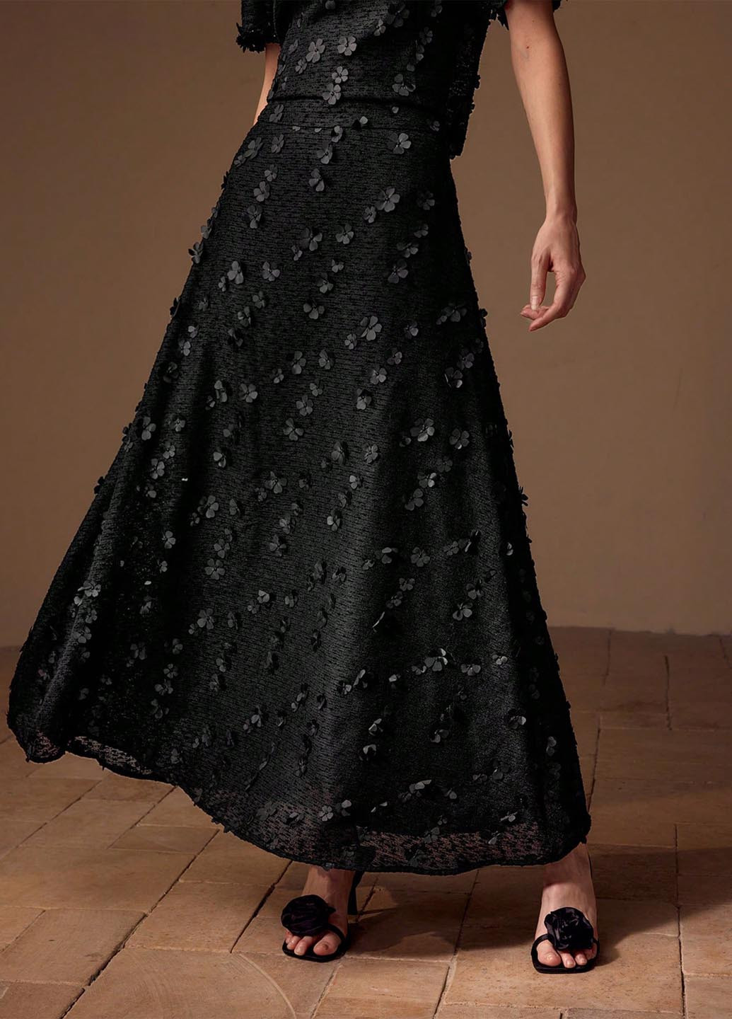 Черная кэжуал однотонная юбка SHEIN а-силуэта (трапеция)