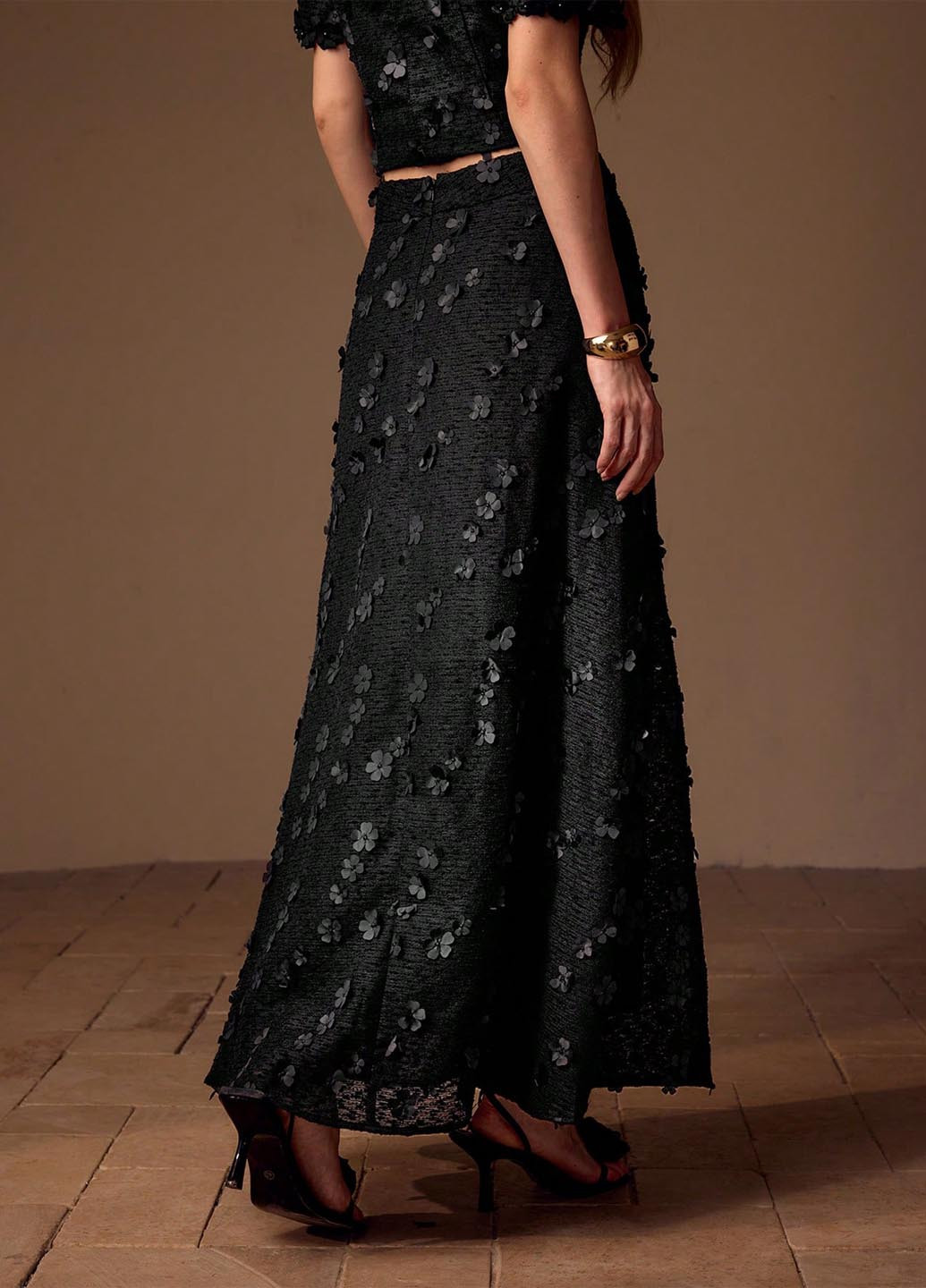 Черная кэжуал однотонная юбка SHEIN а-силуэта (трапеция)