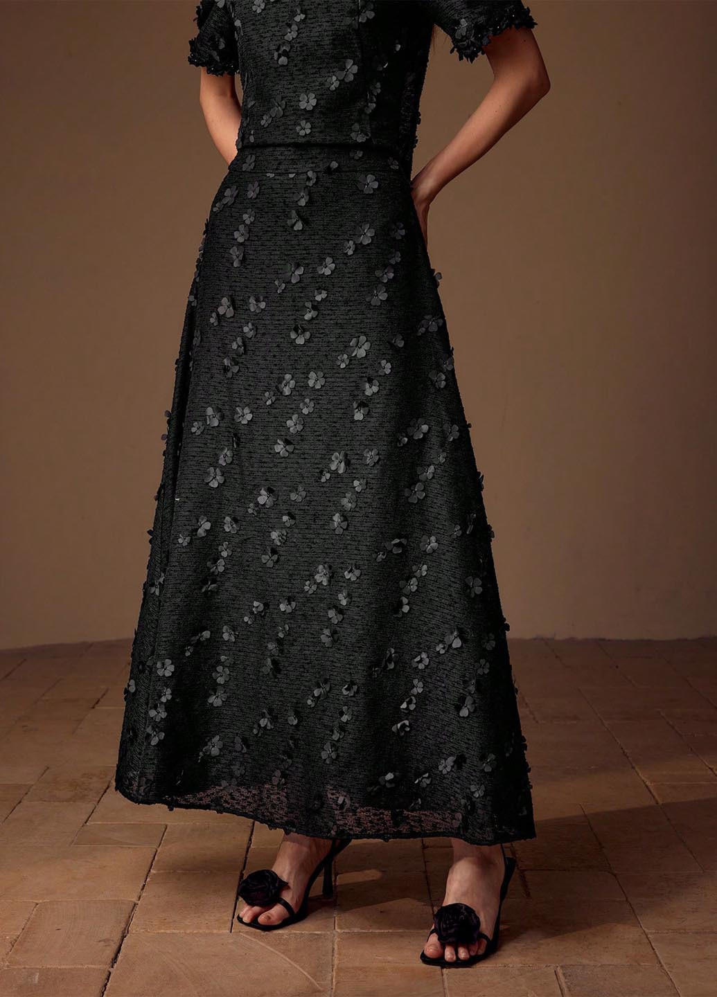 Черная кэжуал однотонная юбка SHEIN а-силуэта (трапеция)