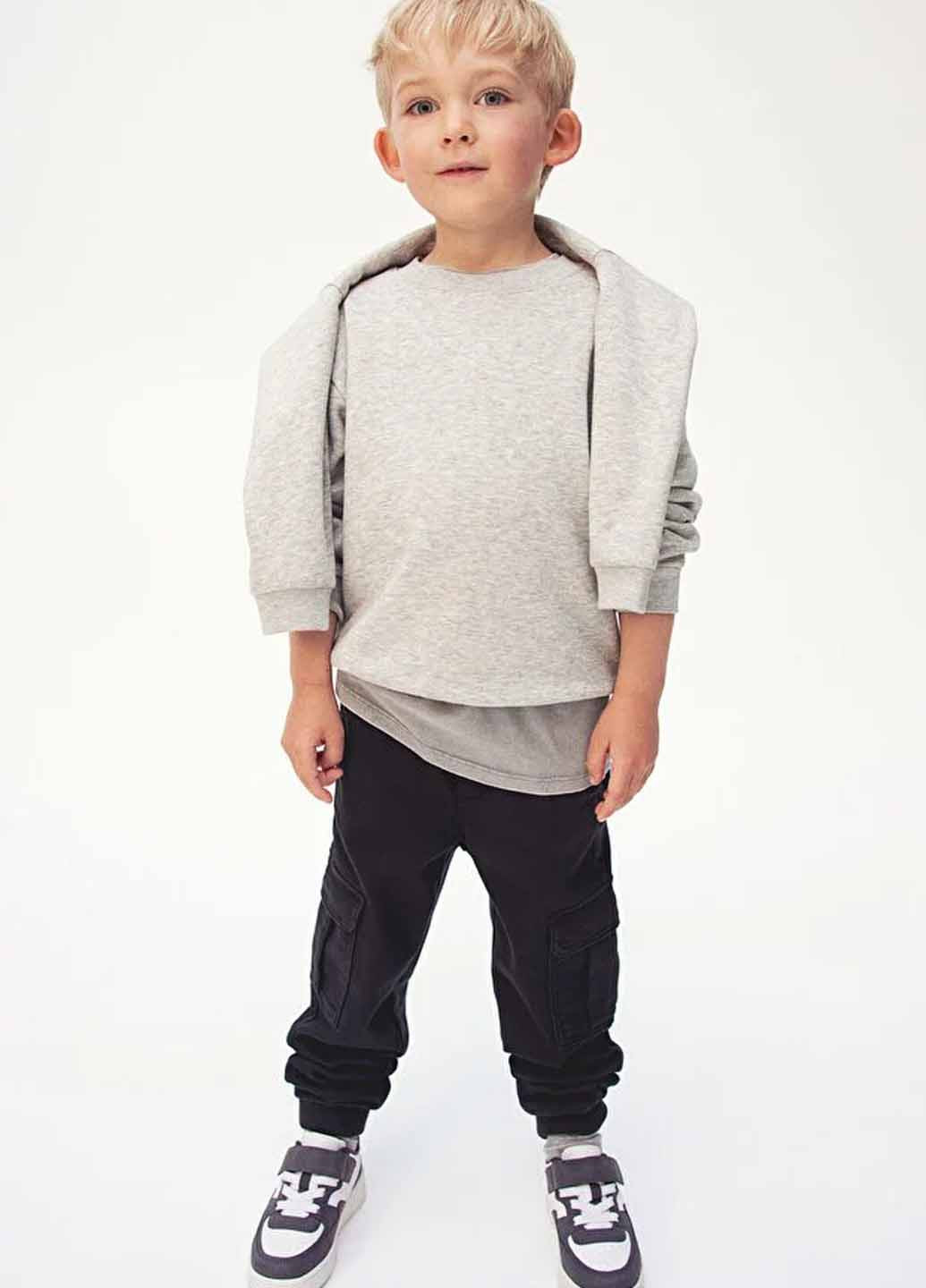 Черные кэжуал демисезонные брюки джоггеры, карго H&M