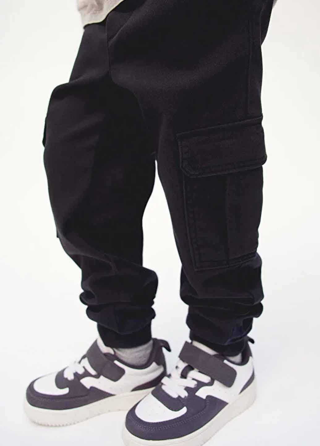 Черные кэжуал демисезонные брюки джоггеры, карго H&M