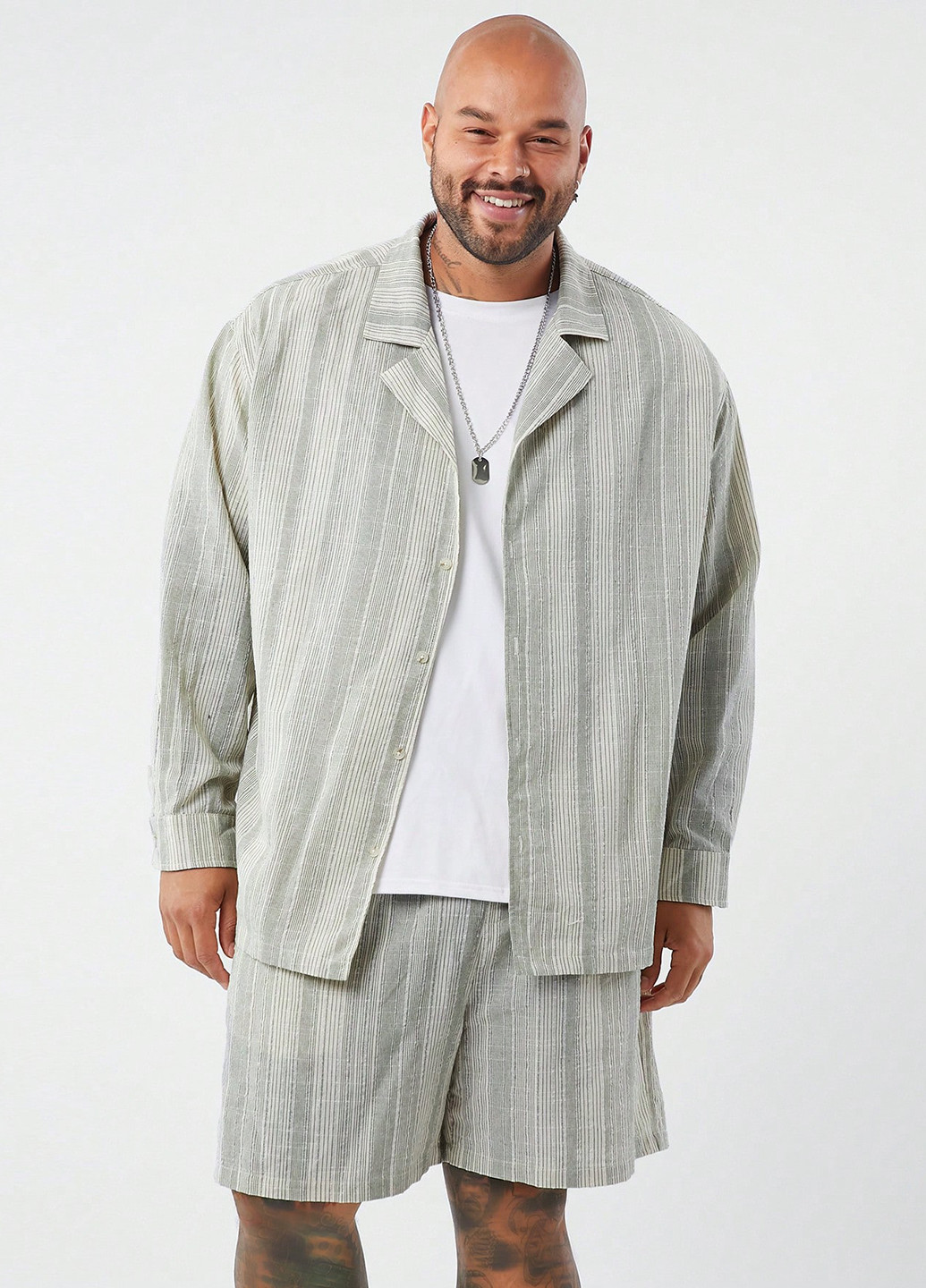 Комбінований літній костюм (сорочка, шорти) з сорочкою, з шортами SHEIN