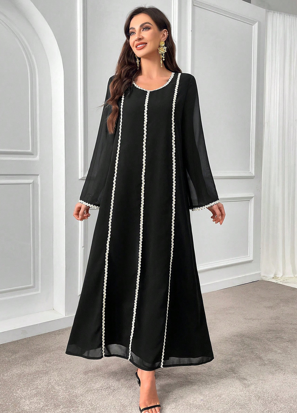 Чорна вечірня сукня а-силует SHEIN однотонна