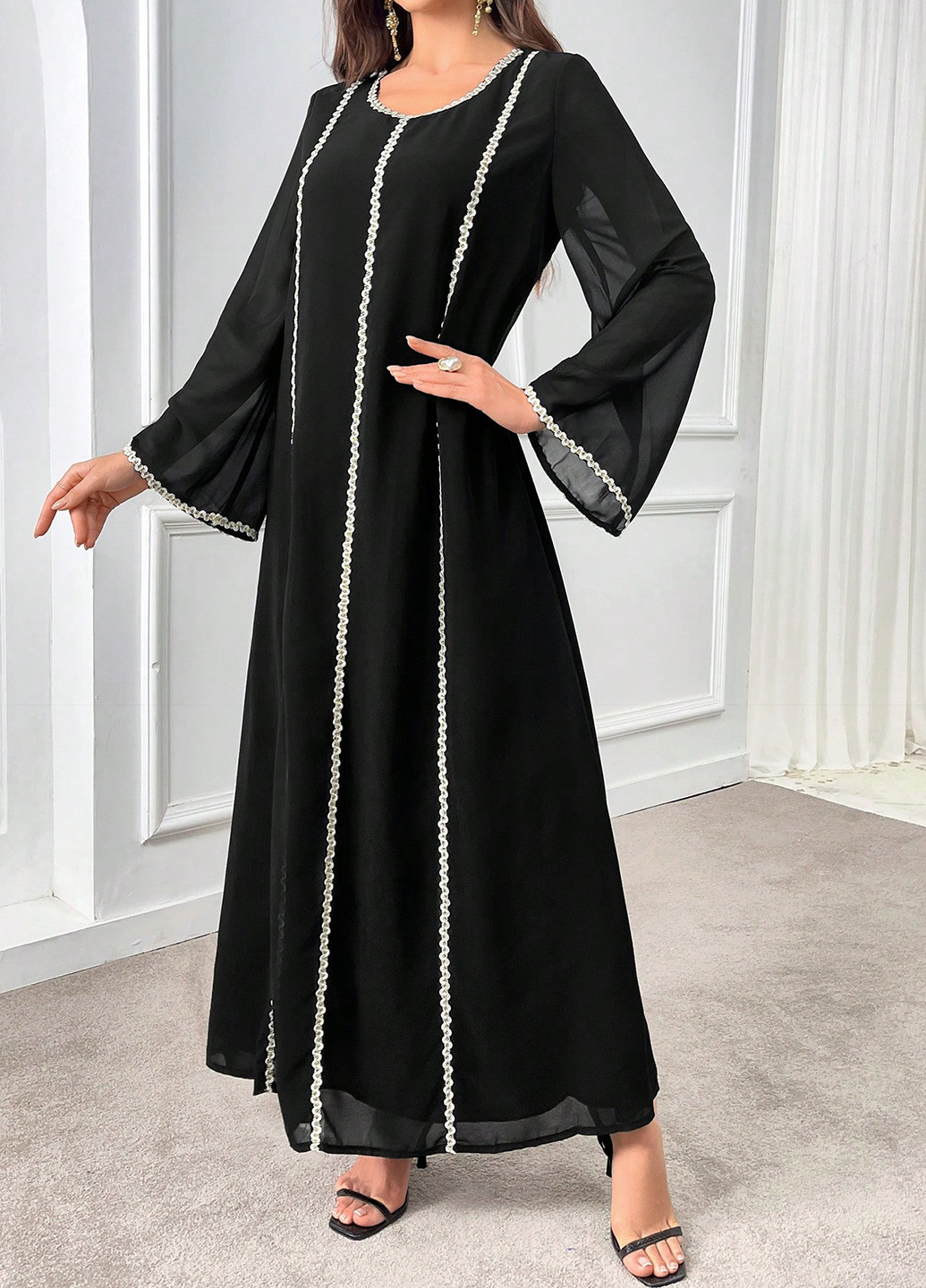 Чорна вечірня сукня а-силует SHEIN однотонна