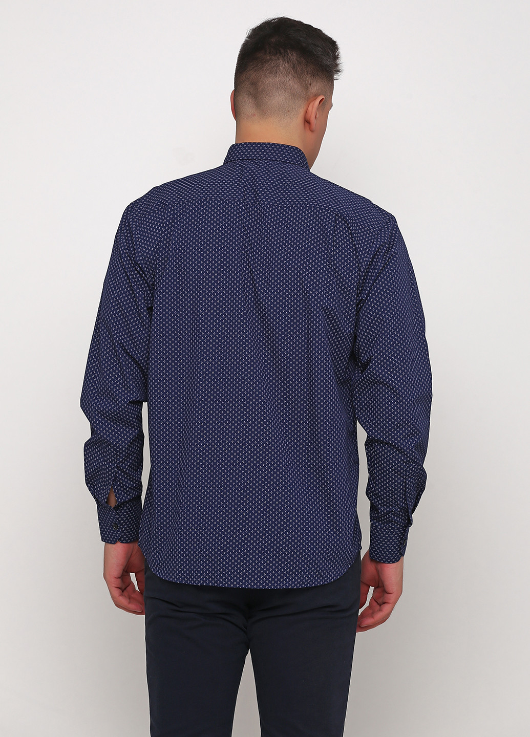 Темно-синяя кэжуал рубашка в горошек Pierre Cardin