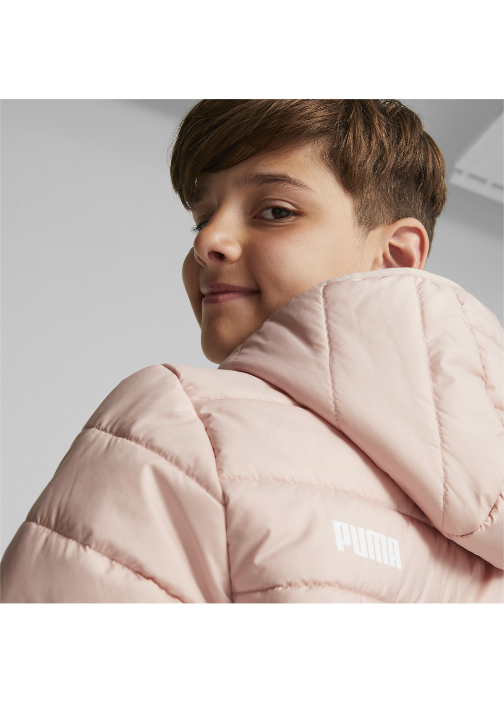 Розовая демисезонная детская куртка essentials padded jacket youth Puma