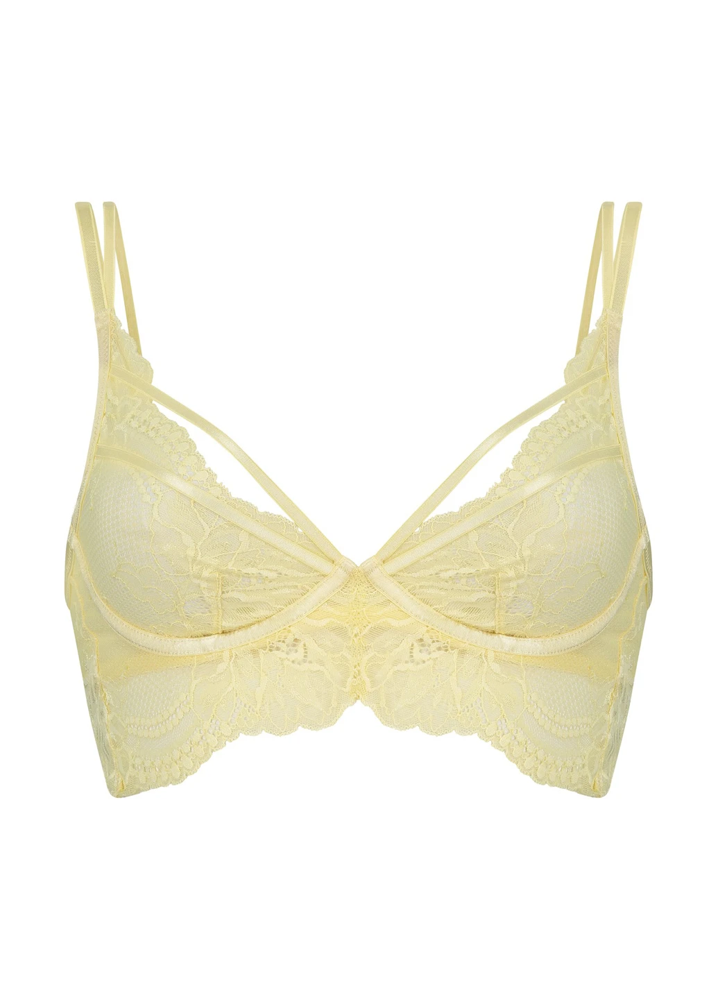 Світло-жовтий бралетт бюстгальтер Hunkemoller з кісточками поліамід, мереживо