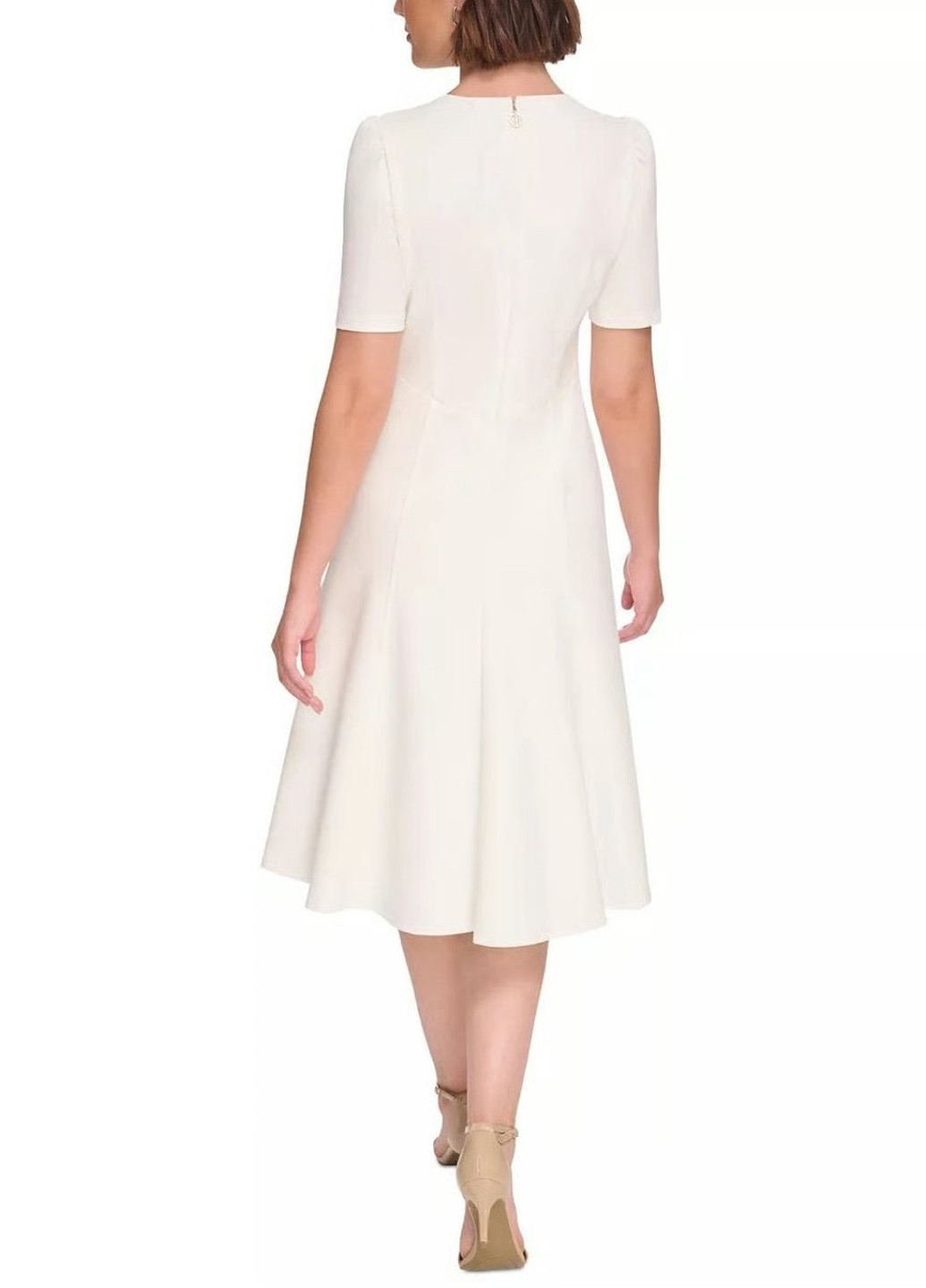 Молочное деловое, кэжуал платье на запах Tommy Hilfiger однотонное