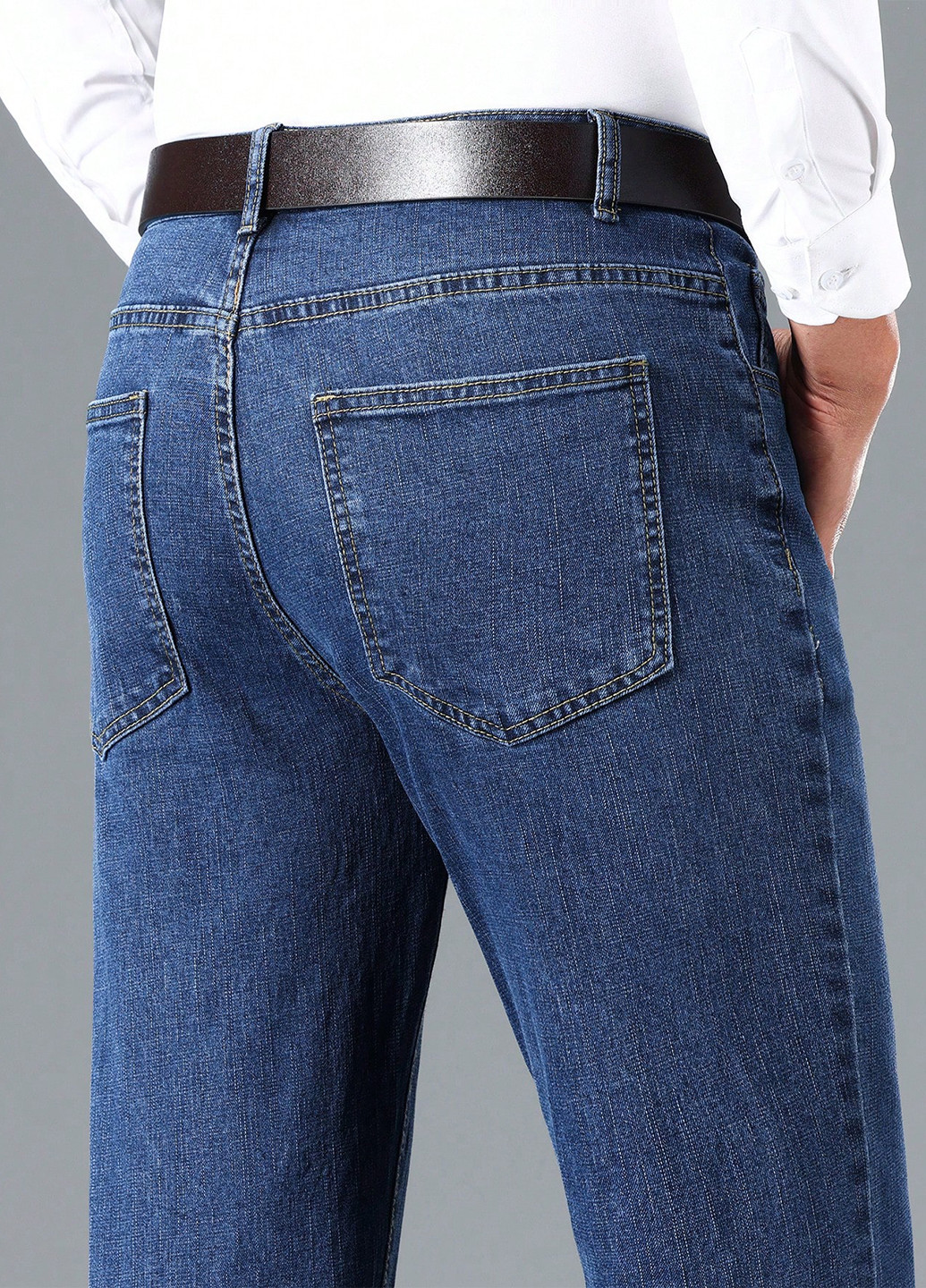 Синие демисезонные прямые джинсы SHEIN