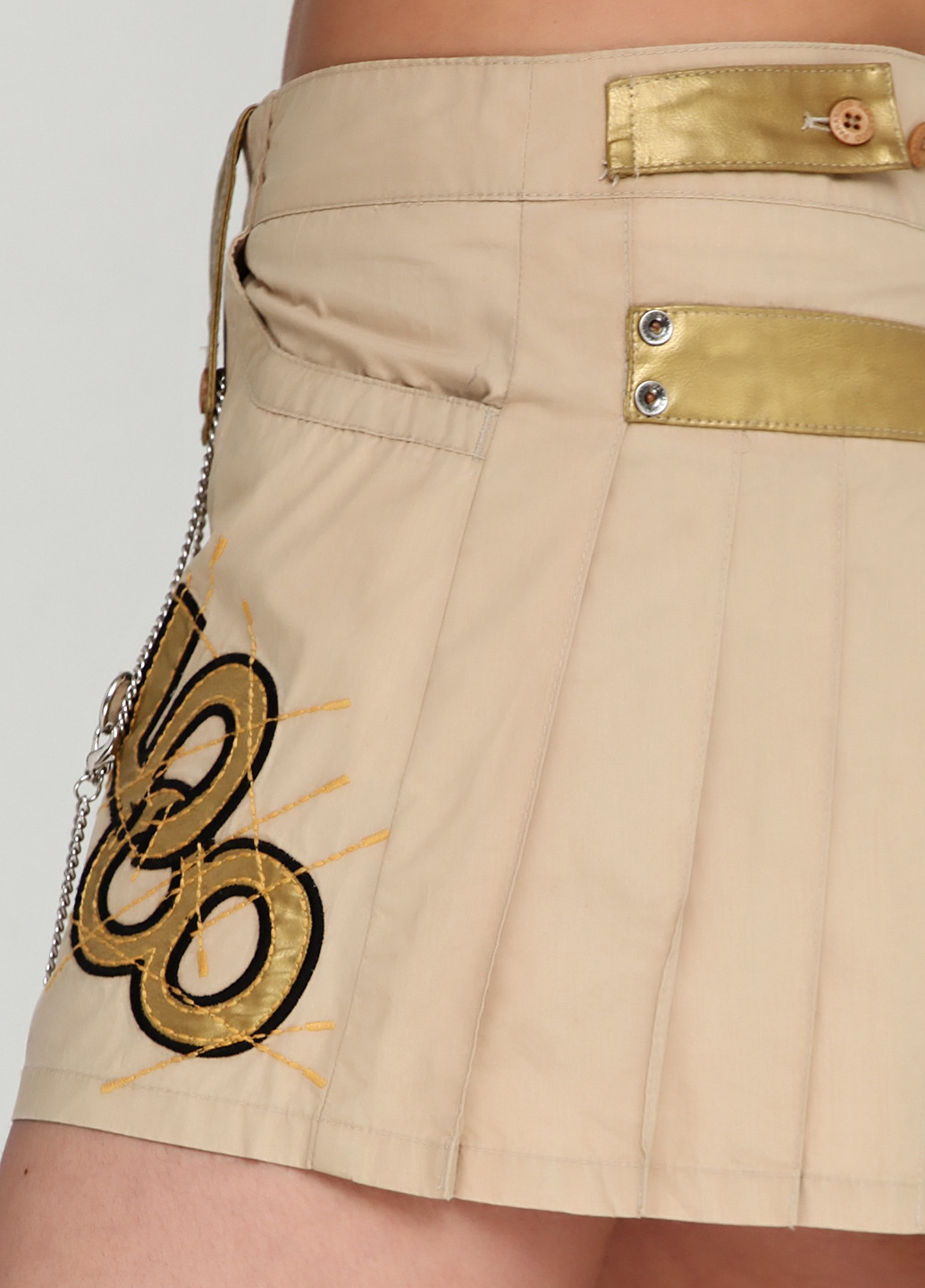 Бежевая кэжуал однотонная юбка Parasuco а-силуэта (трапеция)