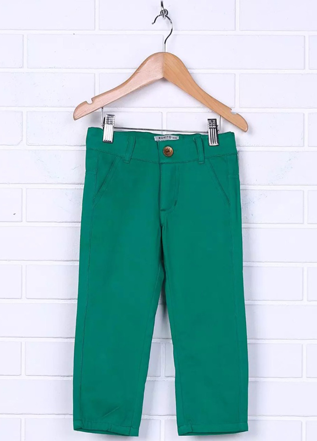 Зеленые кэжуал демисезонные брюки прямые Bonito