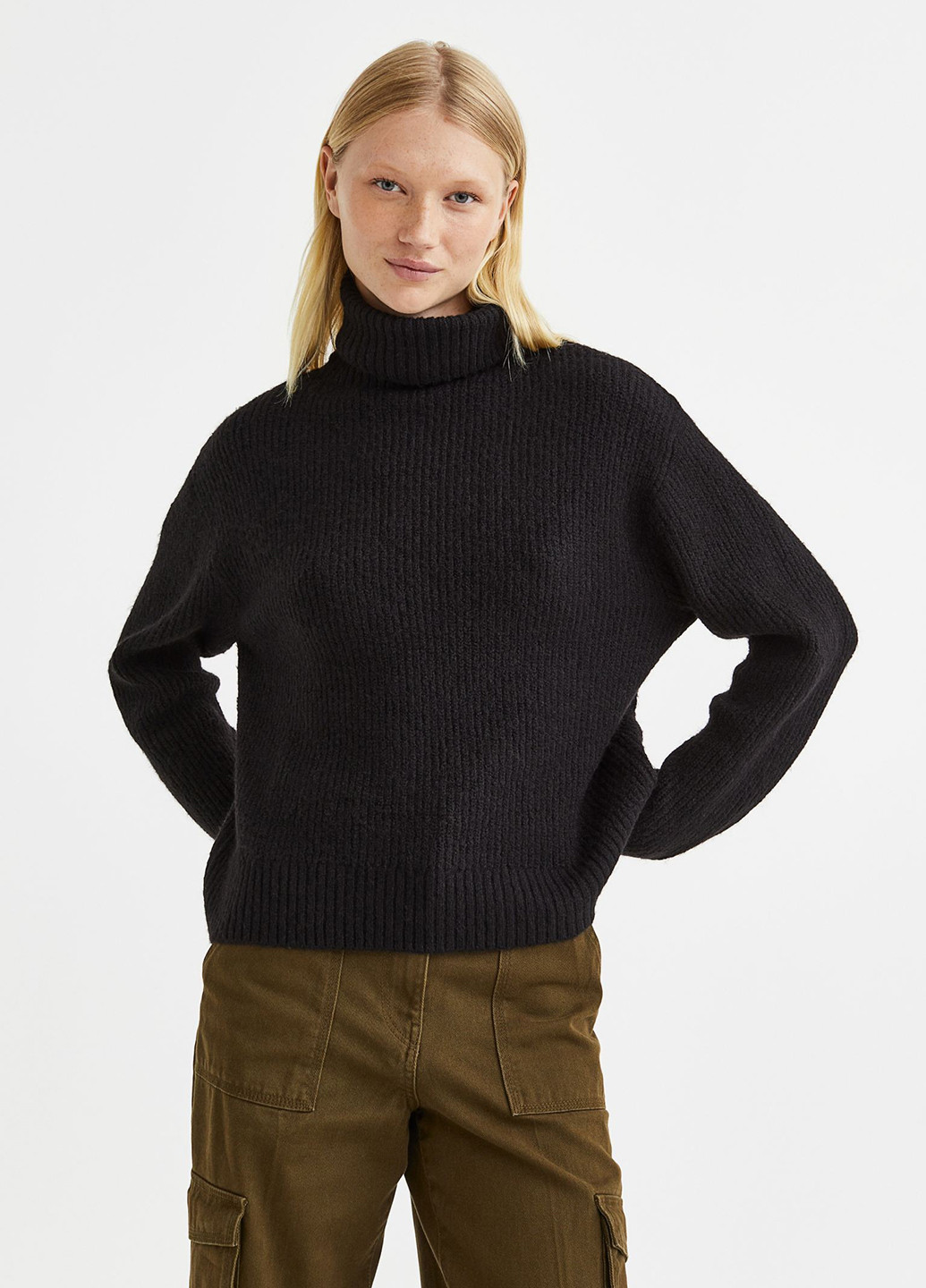 Черный зимний светр зимовий вільного крою H&M