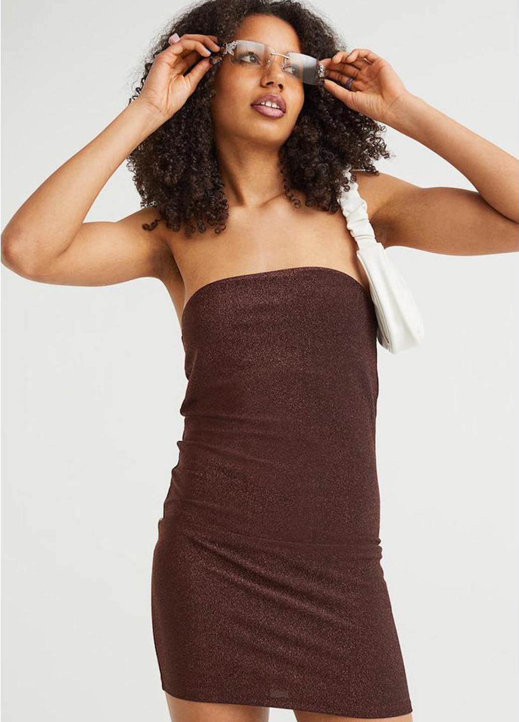 Коричнева кежуал сукня бандо H&M однотонна